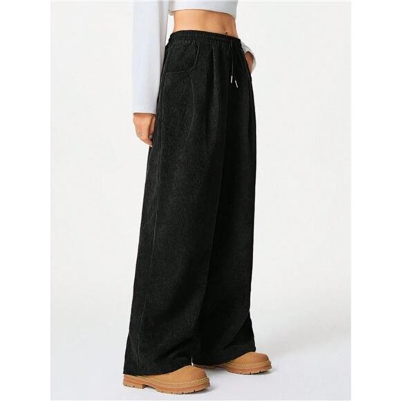 Wide Leg Corduroy Drawstring Pants - Picture 3 of 16
